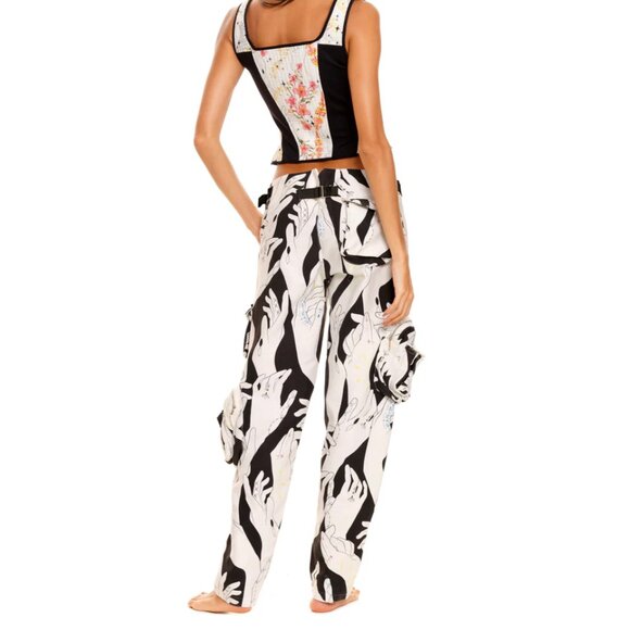 AGUA BENDITA LISINA GLEAM PRINTED DESIGNER CARGO PANTS Size Large - Picture 3 of 9